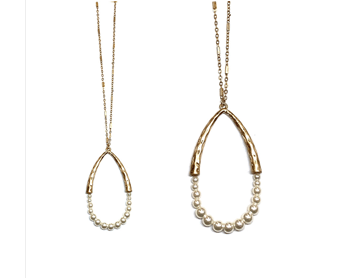 The Simone White Pearl & Metal Teardrop Necklace - Gold