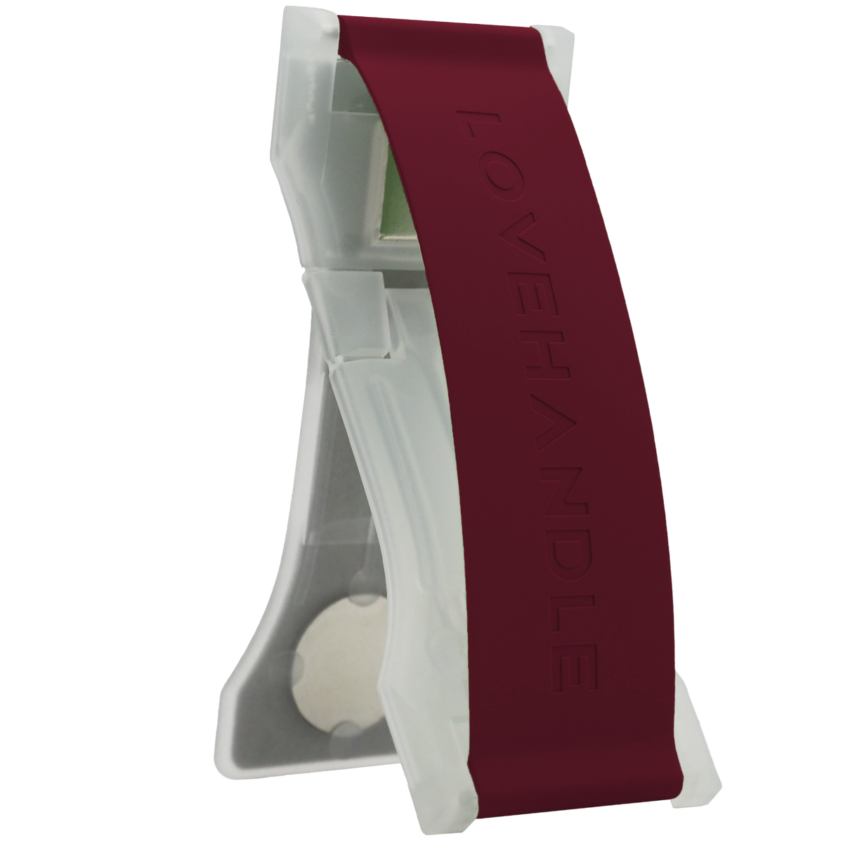 LoveHandle PRO Silicone Phone Grip - Maroon on Clear