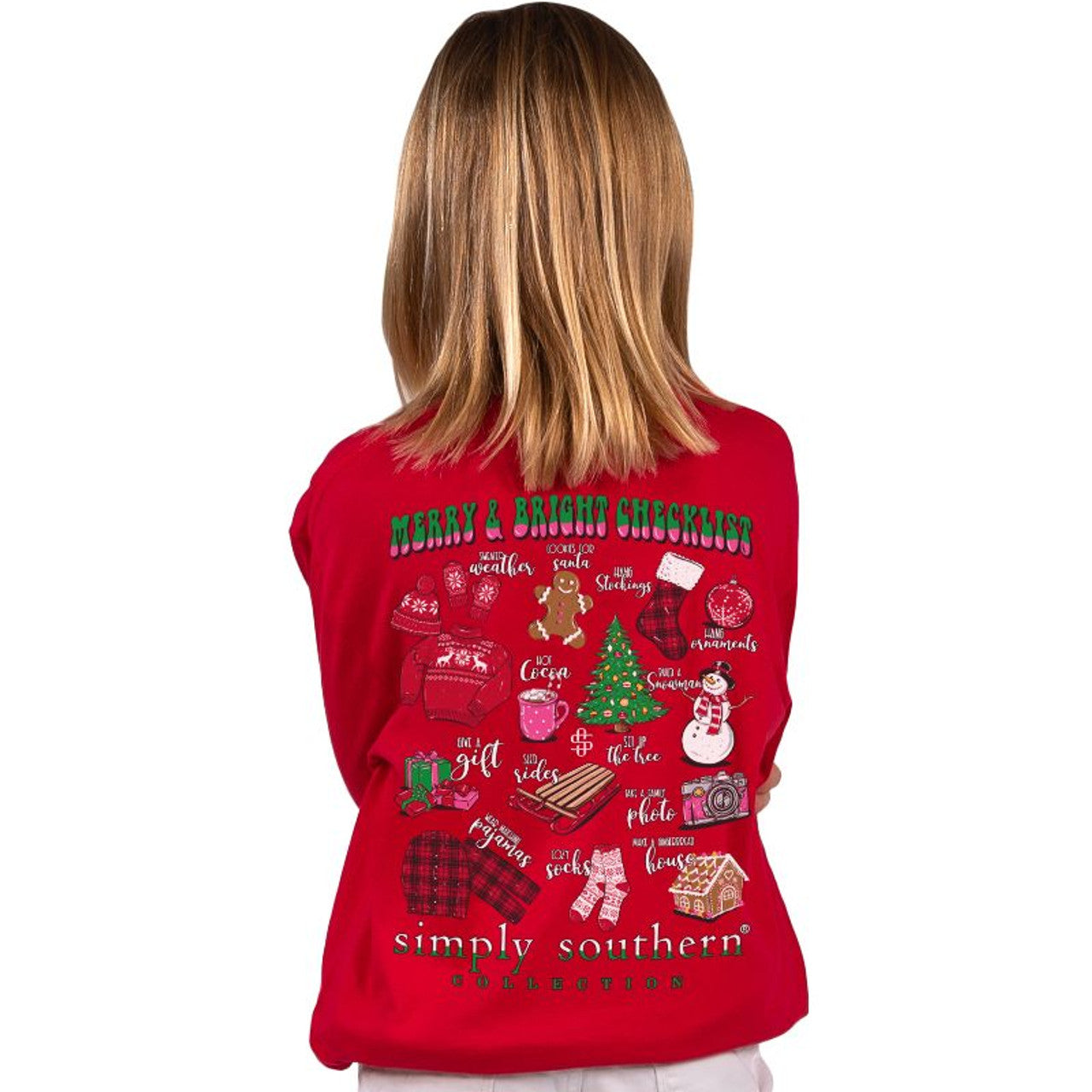 YOUTH - Simply Southern - Merry & Bright Checklist Long Sleeve Tee