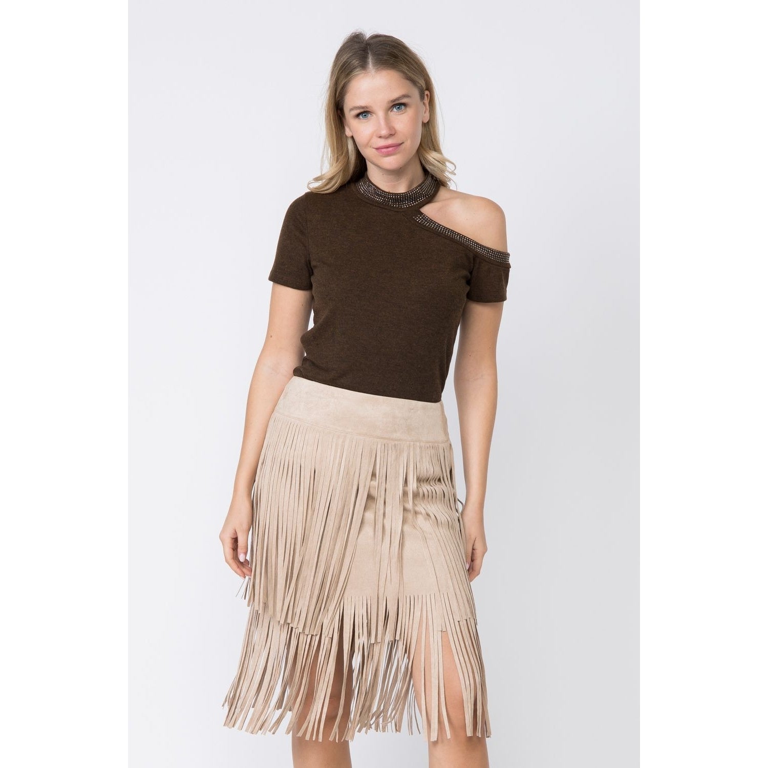 Taupe faux 2024 suede skirt