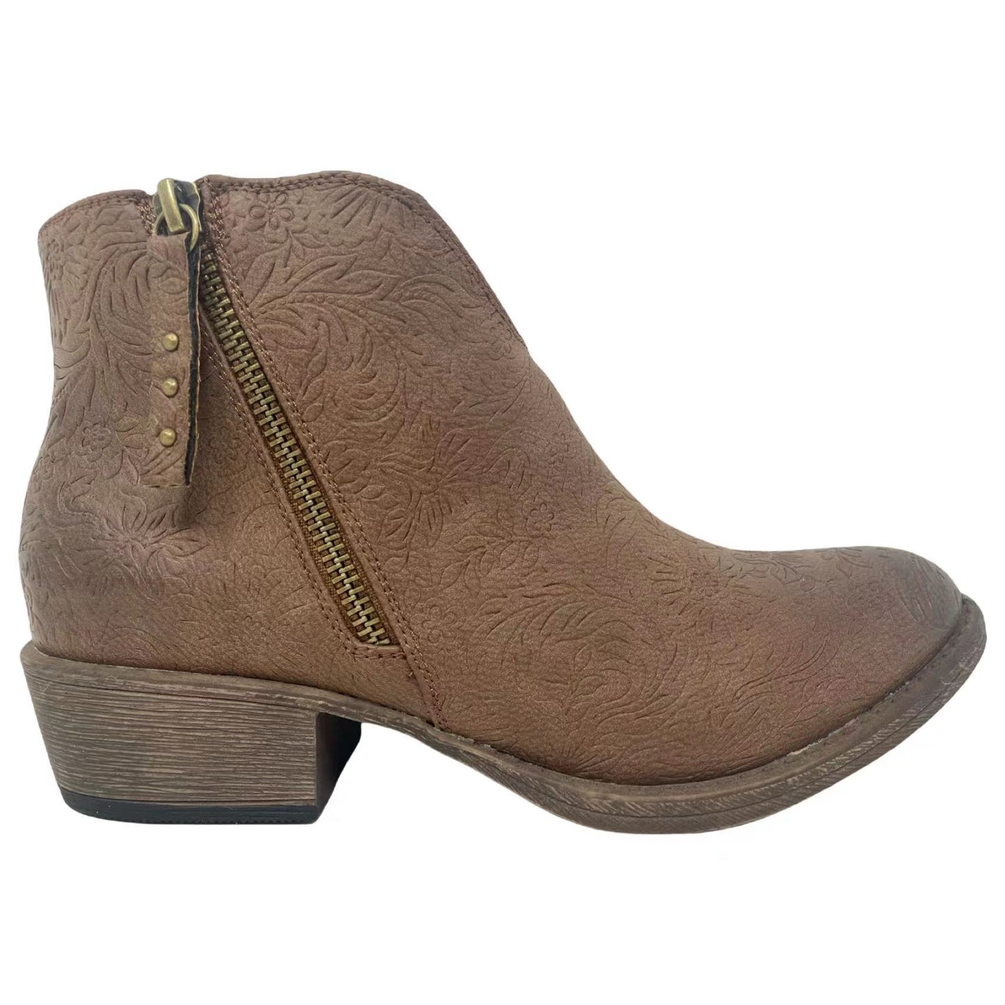 The Outlaw Tooled Ankle Bootie - Tan
