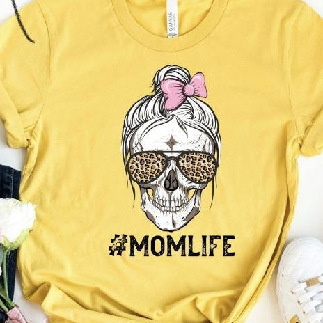 PREORDER - Mom Life Pink Bow Skull Boutique Soft Tee