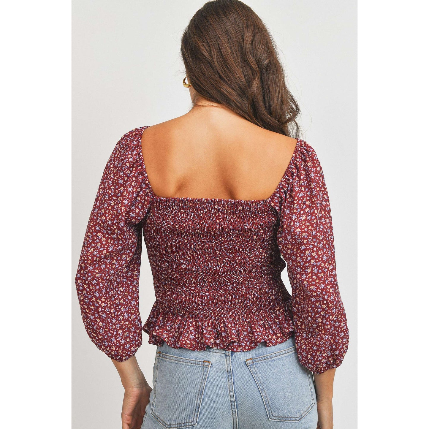 The Cianna Smocked Floral Print Top