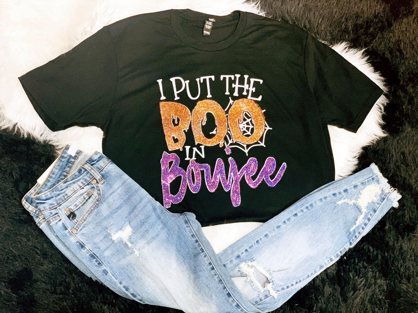 PREORDER - I Put The Boo in Boujee Soft Spangled Boutique Tee