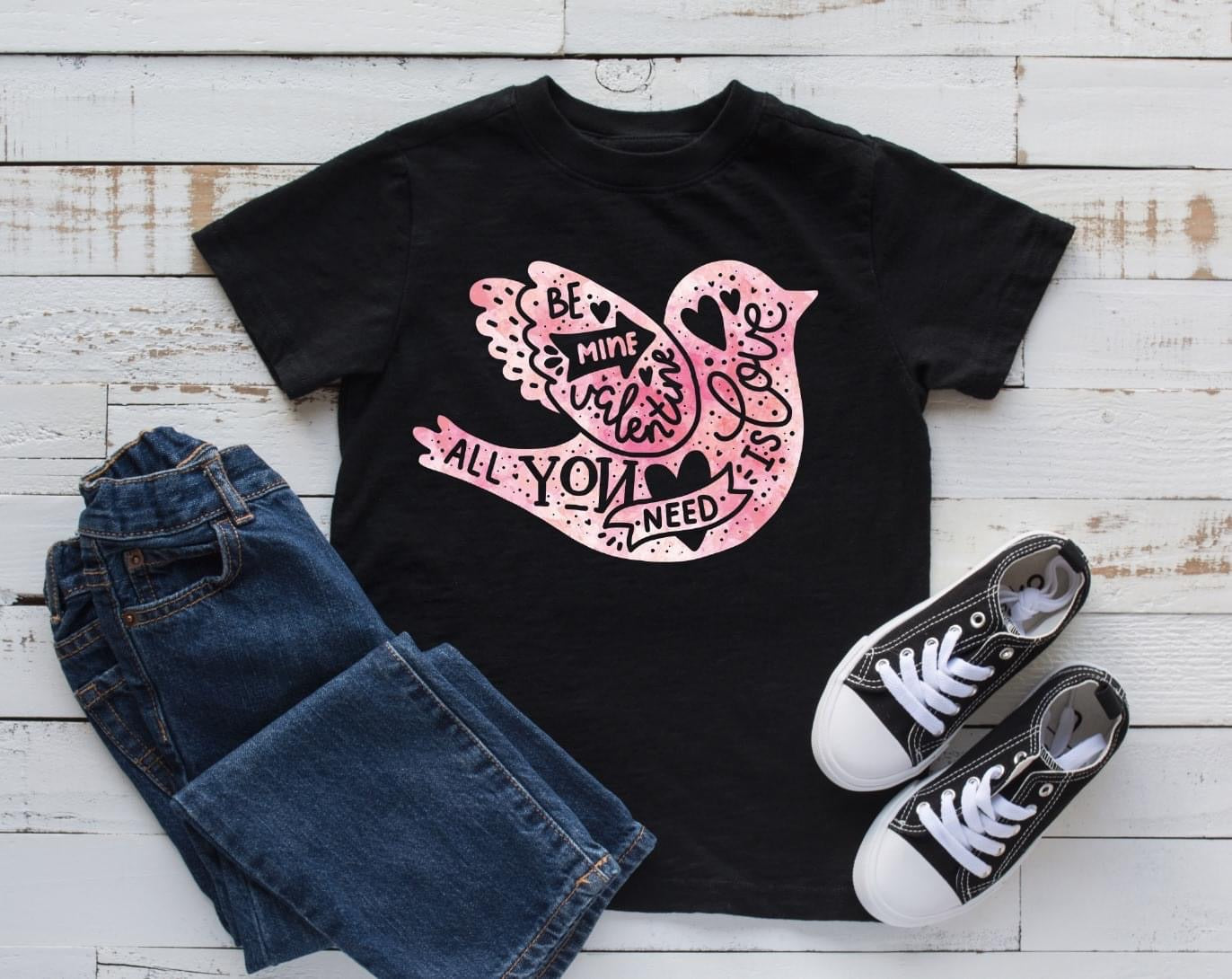 PREORDER - All You Need is Love Bird Valentine's Boutique Soft Tee
