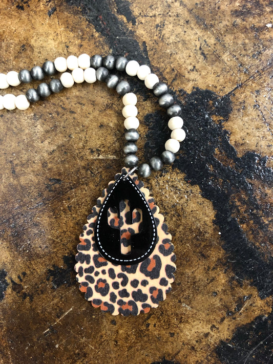 The Cora Leopard Cactus Necklace