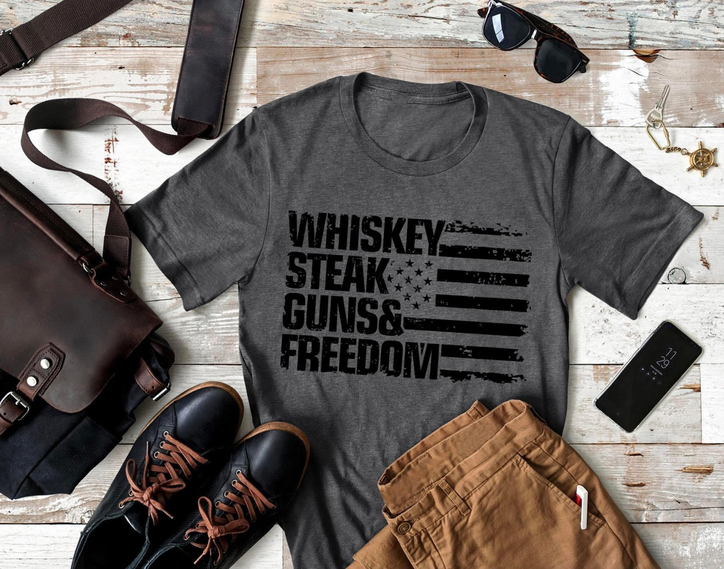 PREORDER - Whiskey Steak Guns & Freedom SS Graphic Tee