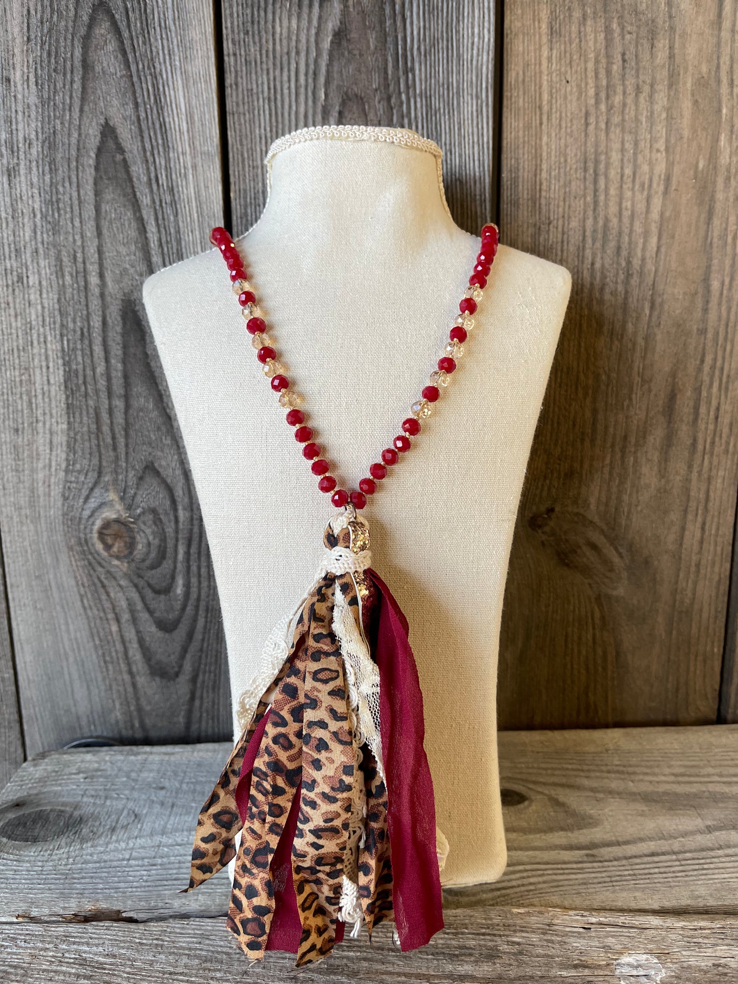 The Lacey 30" Tassel Necklace - Amber & Red