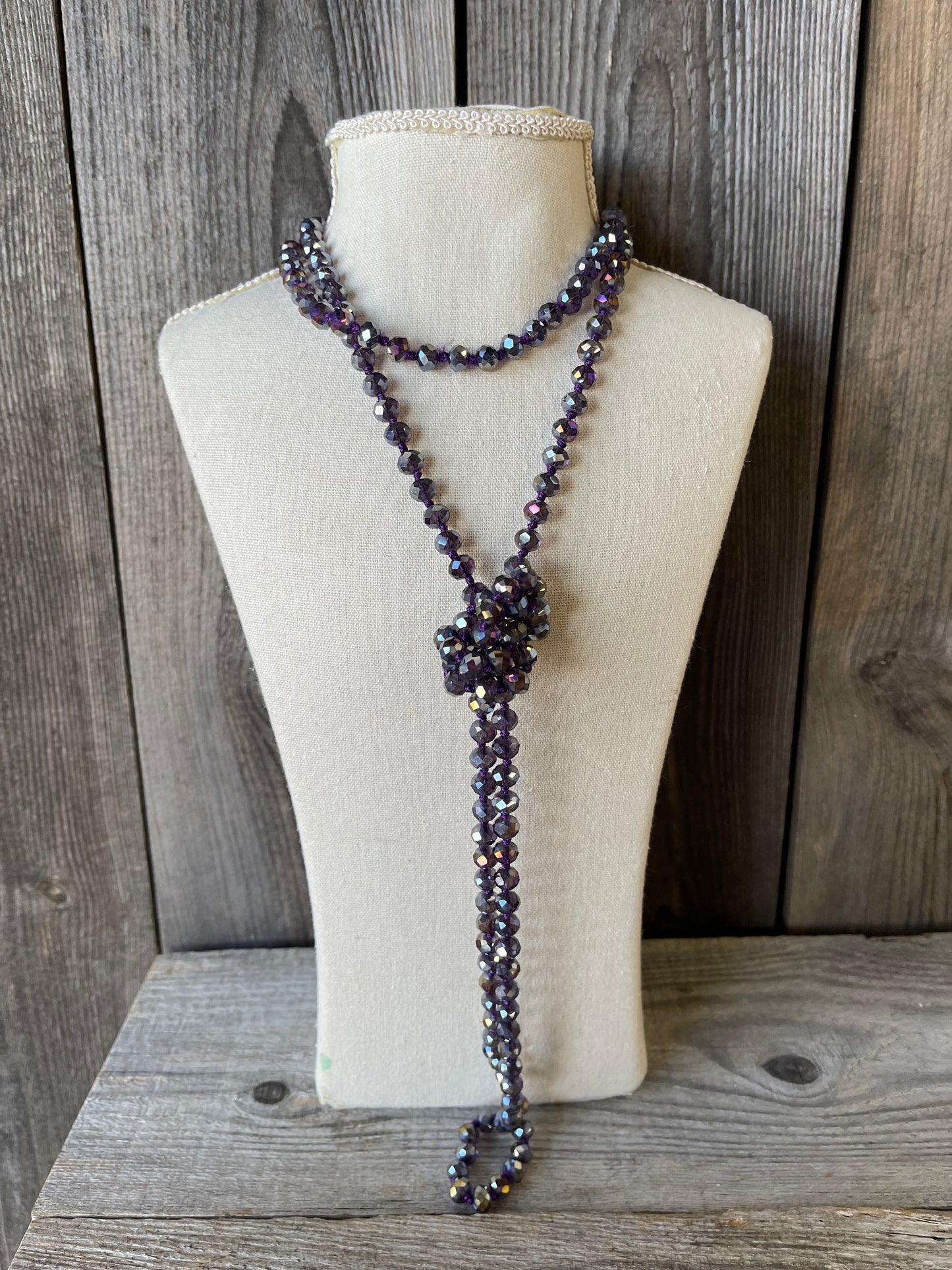 The Loryn 60" Iridescent Grape Beaded Necklace