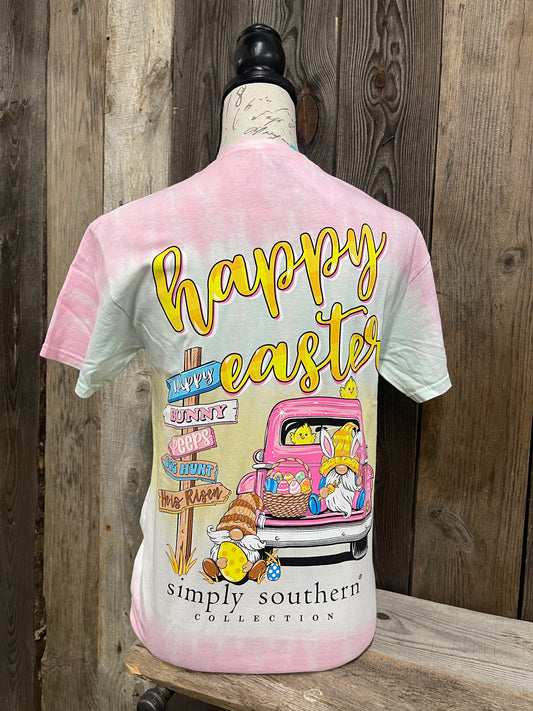 YOUTH - Simply Southern - Happy Easter Tie Dye SS Tee