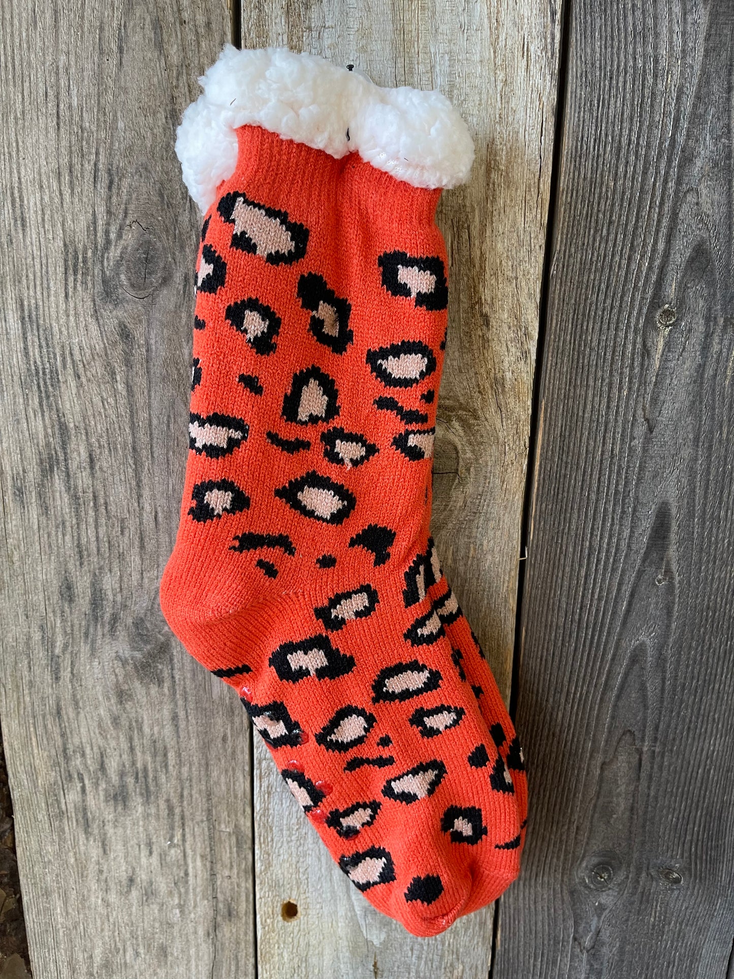 Women's Cozy Leopard Print Sherpa Lined Slipper Socks-Assorted