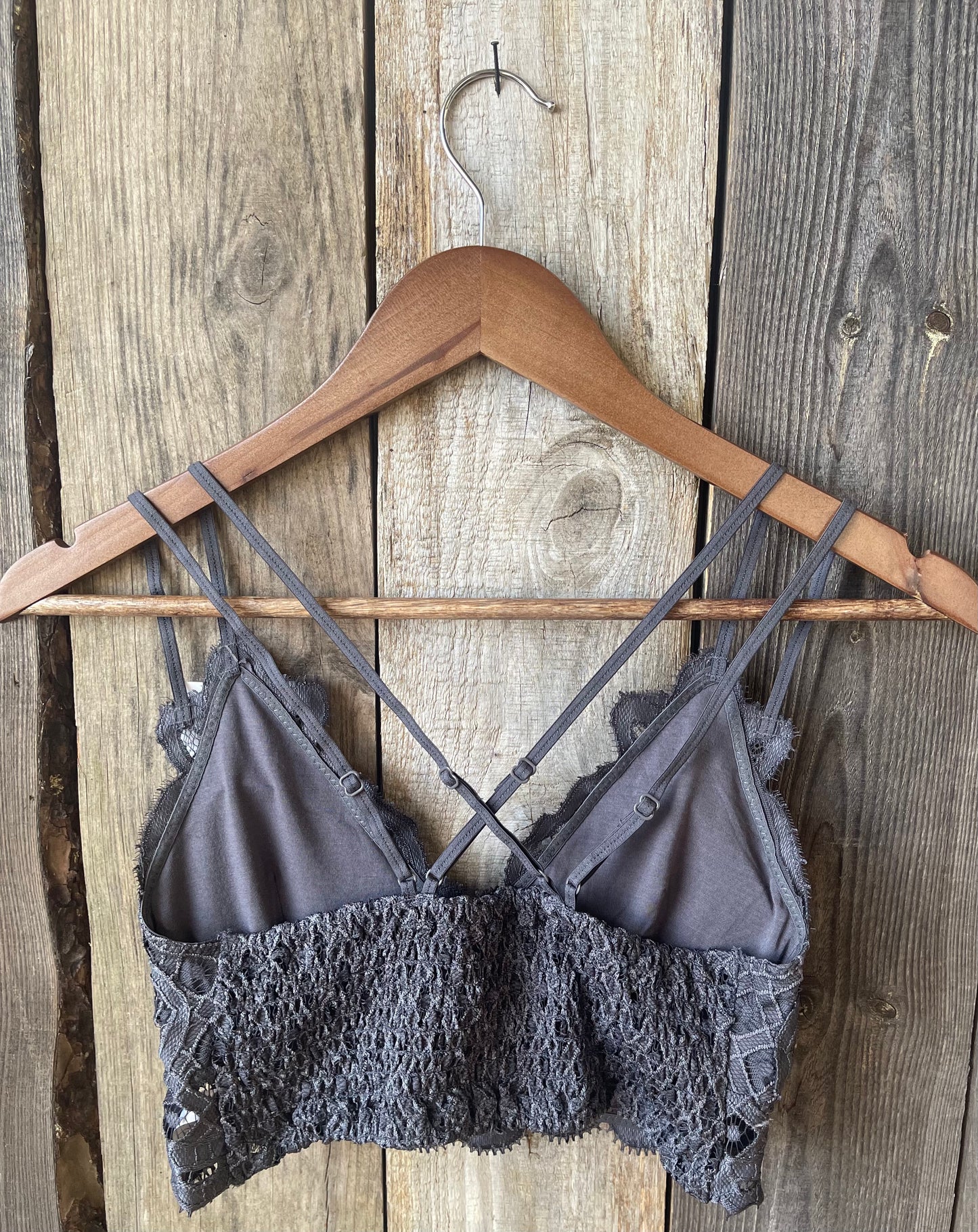 Curvy Kiss & Tell Lace Bralette - Charcoal