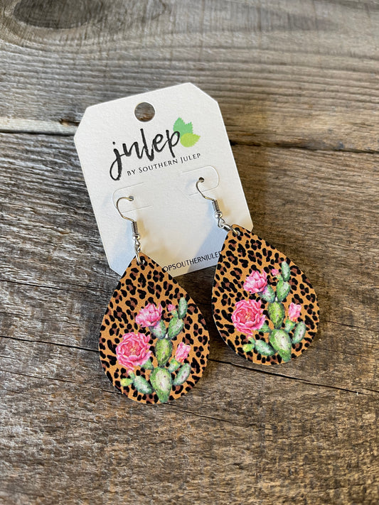 The Layne Earrings - Leopard & Cactus