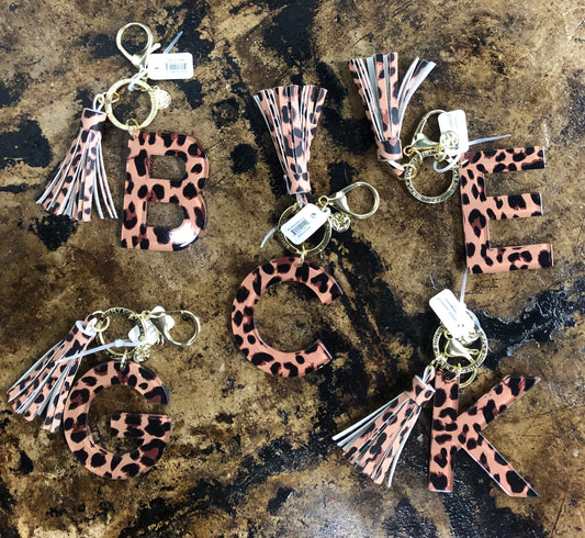 Simply Southern Leopard Initial Charm Keychain