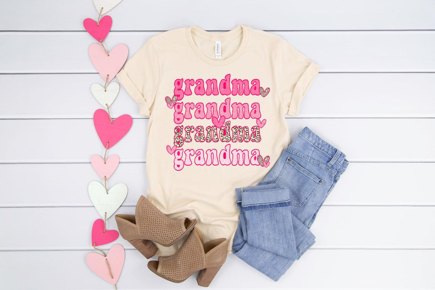 PREORDER - Grandma Stacked Valentine's Hearts Soft Boutique Tee
