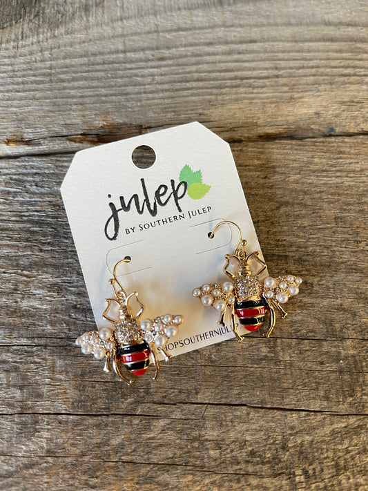 Bumble Bee Earrings - Red/Black