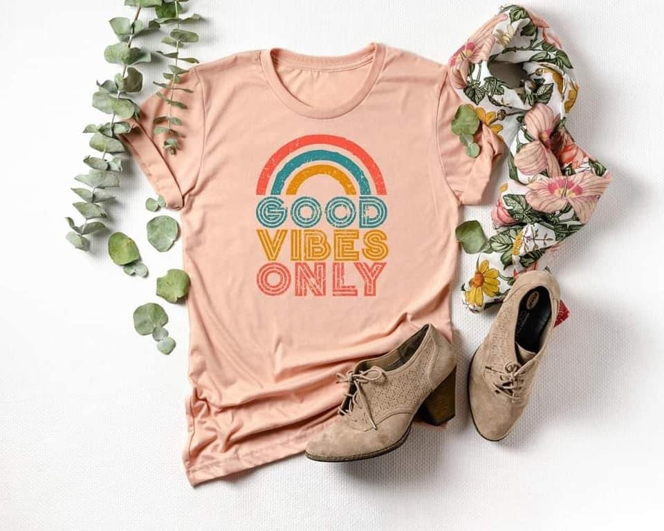PREORDER - Good Vibes Only Rainbow Boutique Soft Tee
