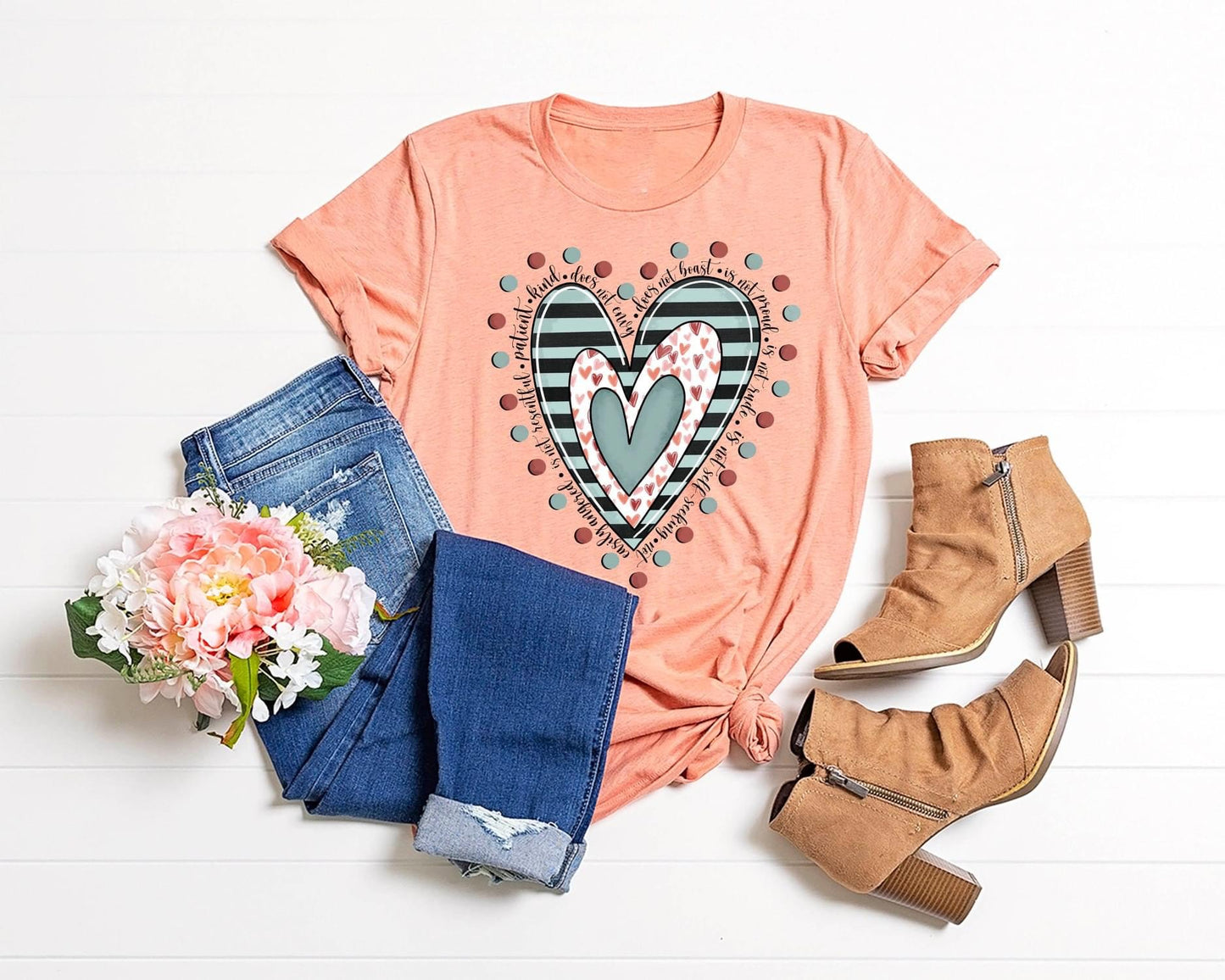 PREORDER - Love Is Multi Hearts Soft Boutique Tee