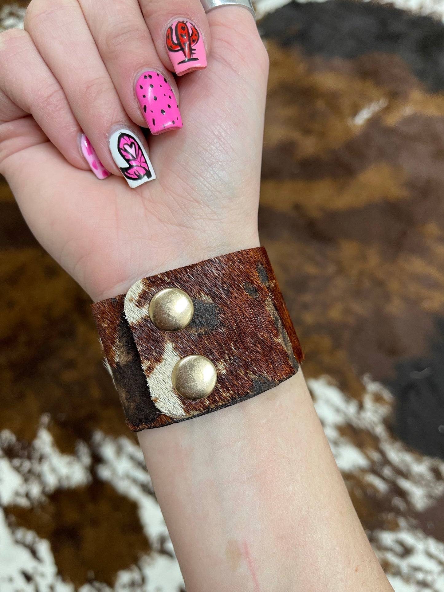 Better Together Cowhide + Ivory Concho Cuff Bracelet