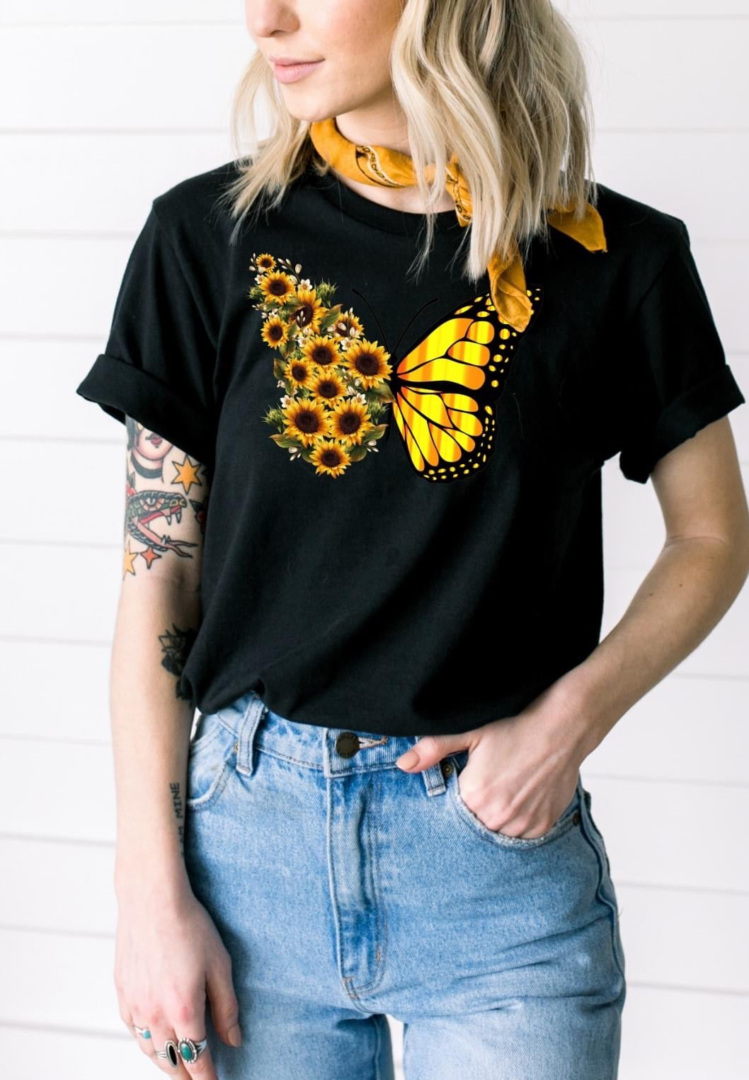 PREORDER - Sunflower Butterfly Soft Boutique Tee