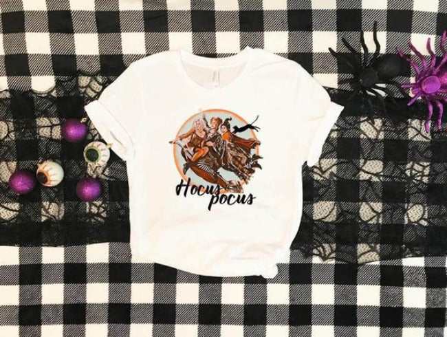 PREORDER - Hocus Pocus Flying Witches Halloween Tee - Heather Brown