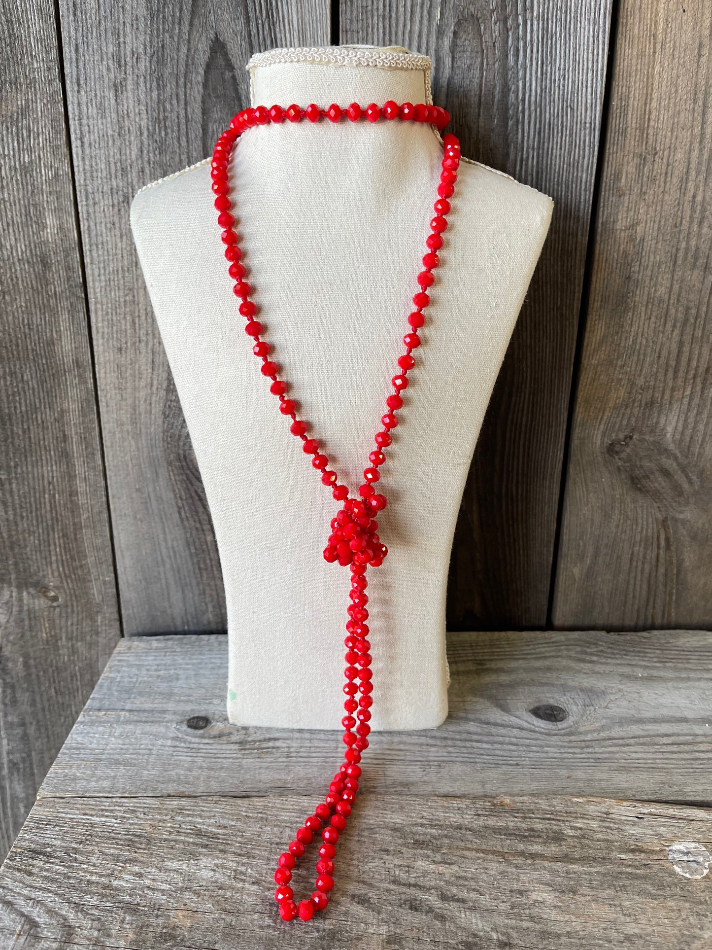 The Cerise 60" Red Glass Beaded Necklace