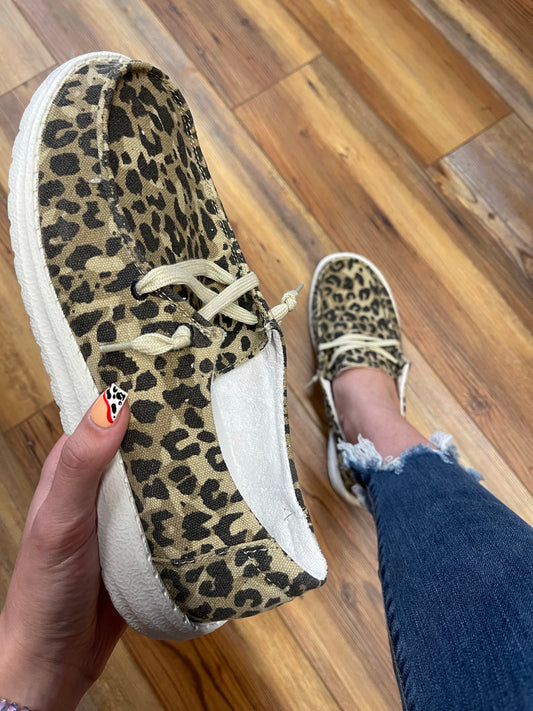 Cheetah Tan Leopard Slip On Canvas Sneaker Shoe