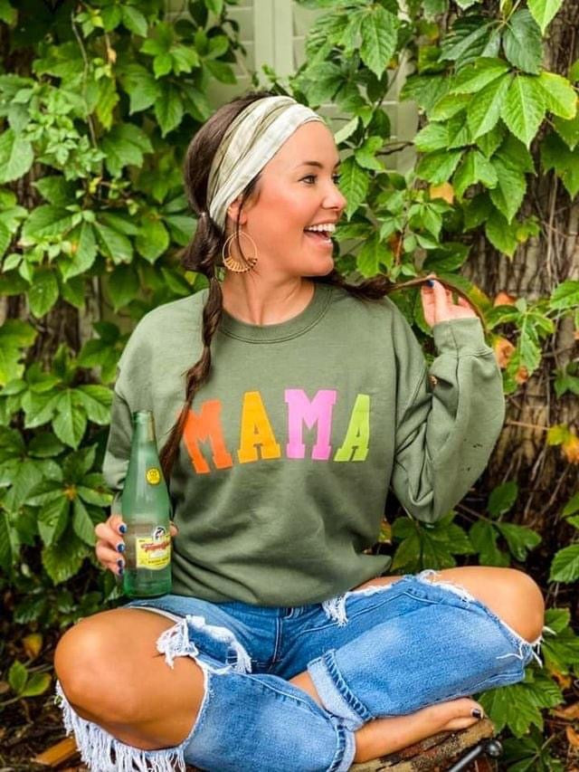 Mama Varsity Letters Sweatshirt - Russian Green