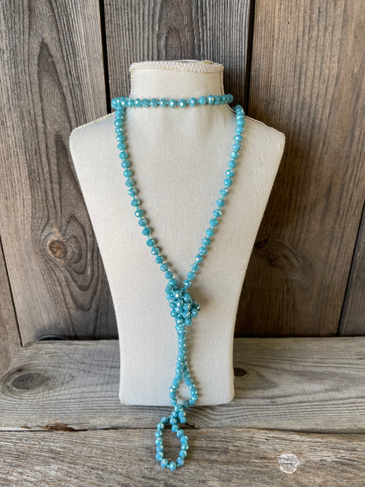 The Audra 60" Turquoise Hand Knotted Beaded Necklace