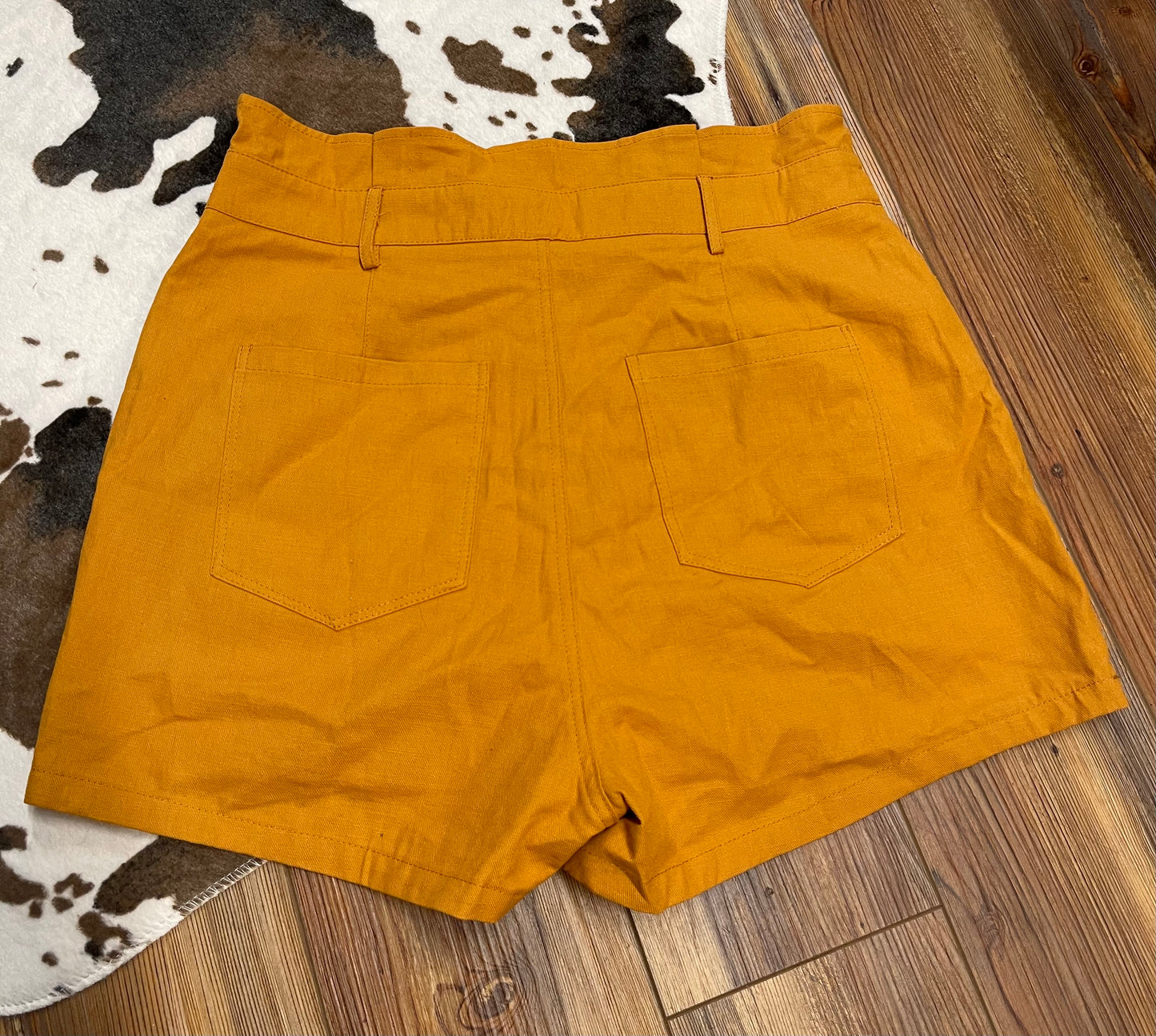 Cotton Twill Paperbag Shorts - Amber