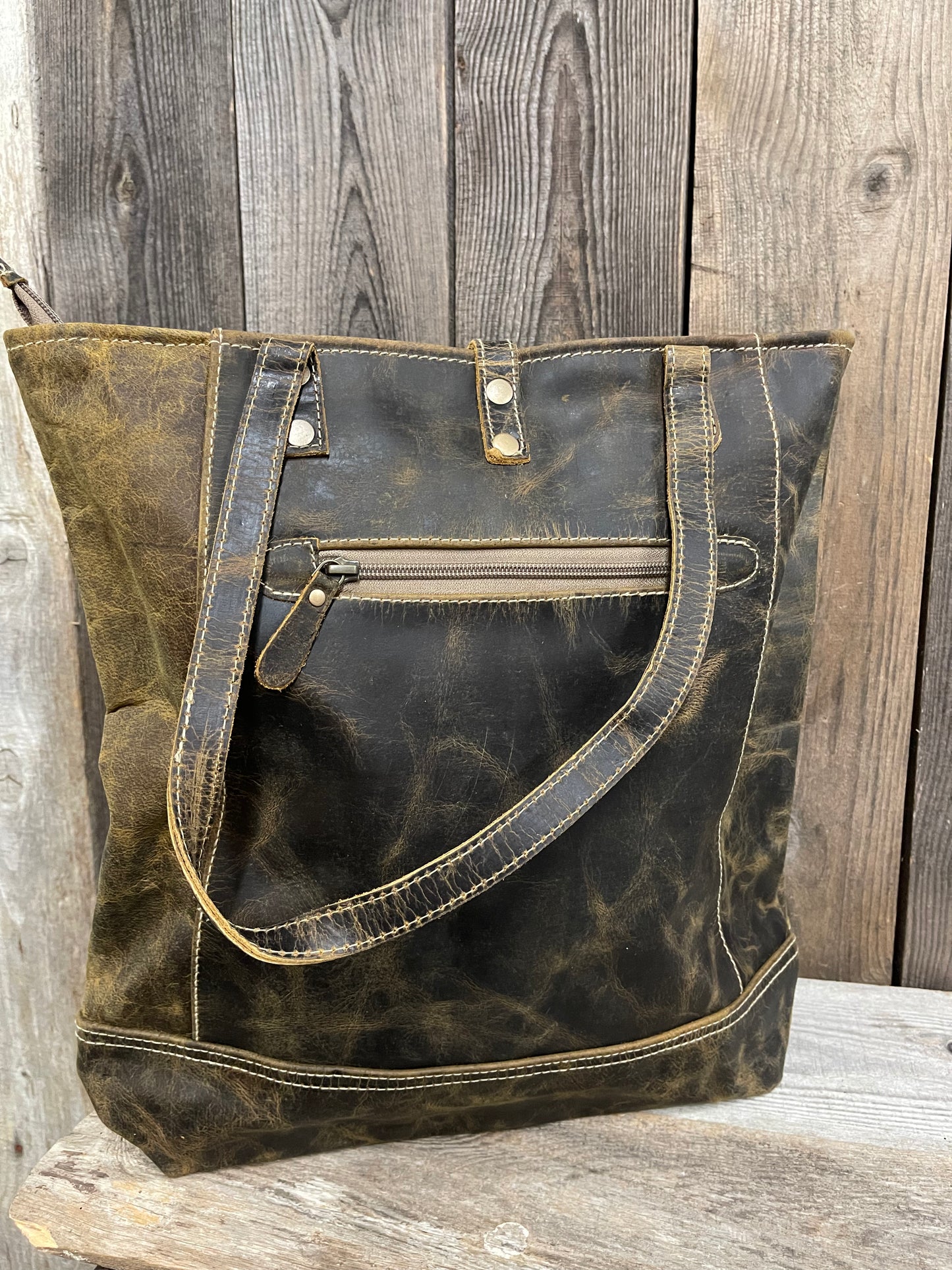 Myra Bag - Fleece Real Leather Tote Bag