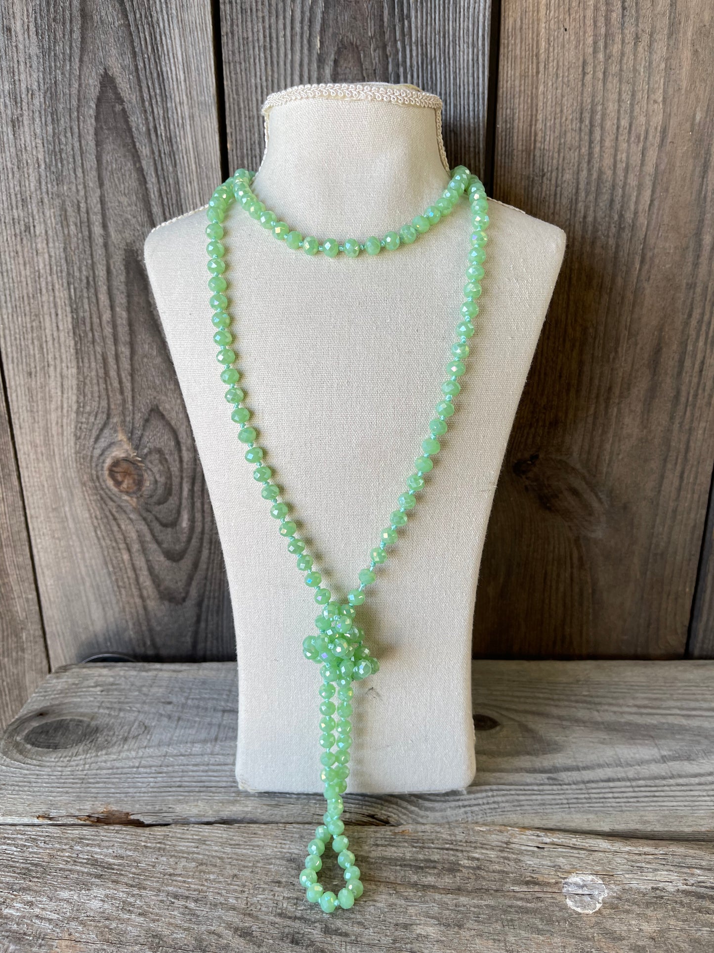 Minty 60" Hand Knotted Beaded Necklace