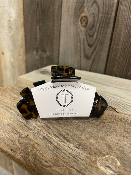 TELETIES - Classic Large Hair Clip - Tortoise