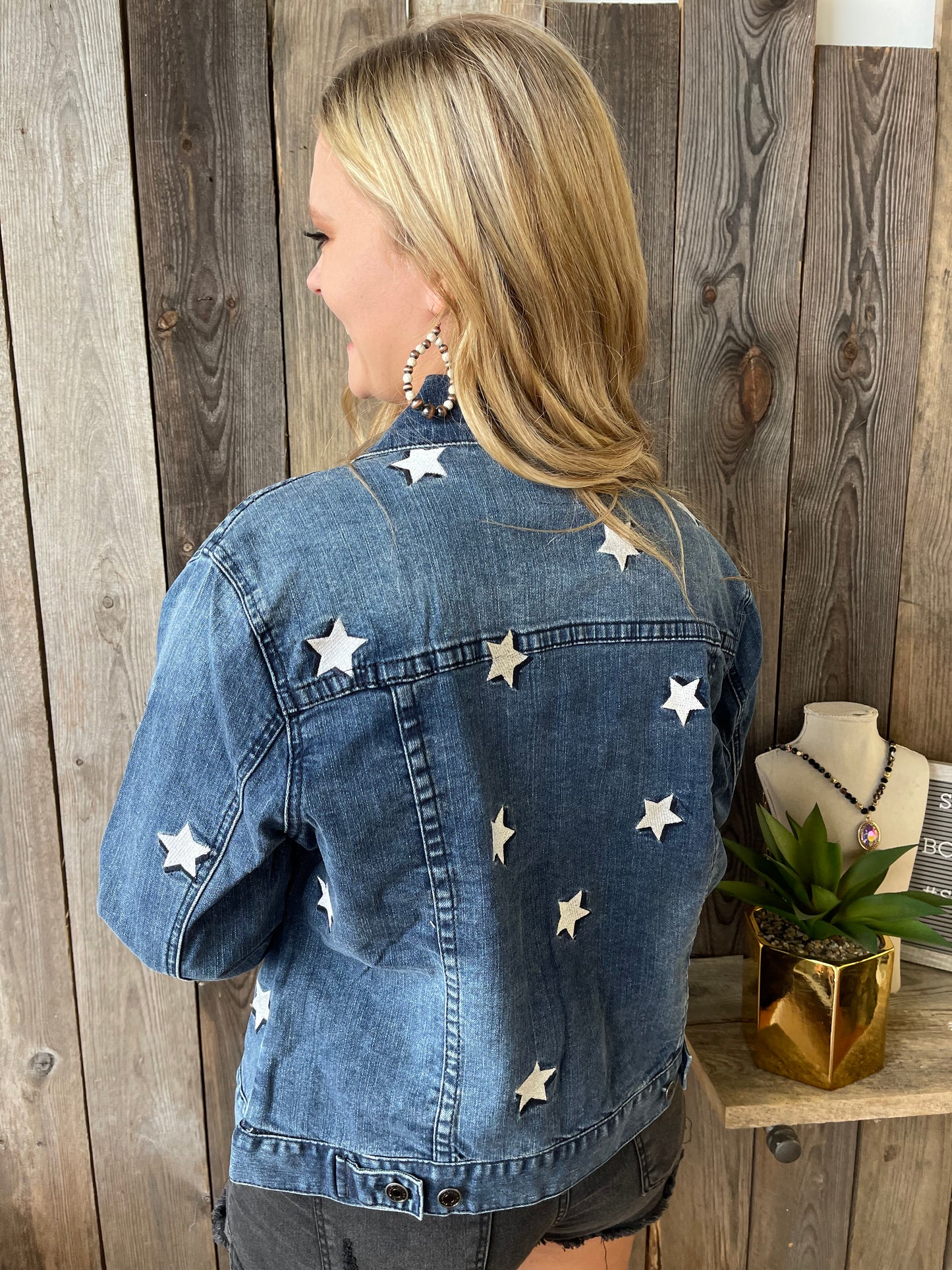 The Kennedy Embroidered Star Denim Trucker Jacket