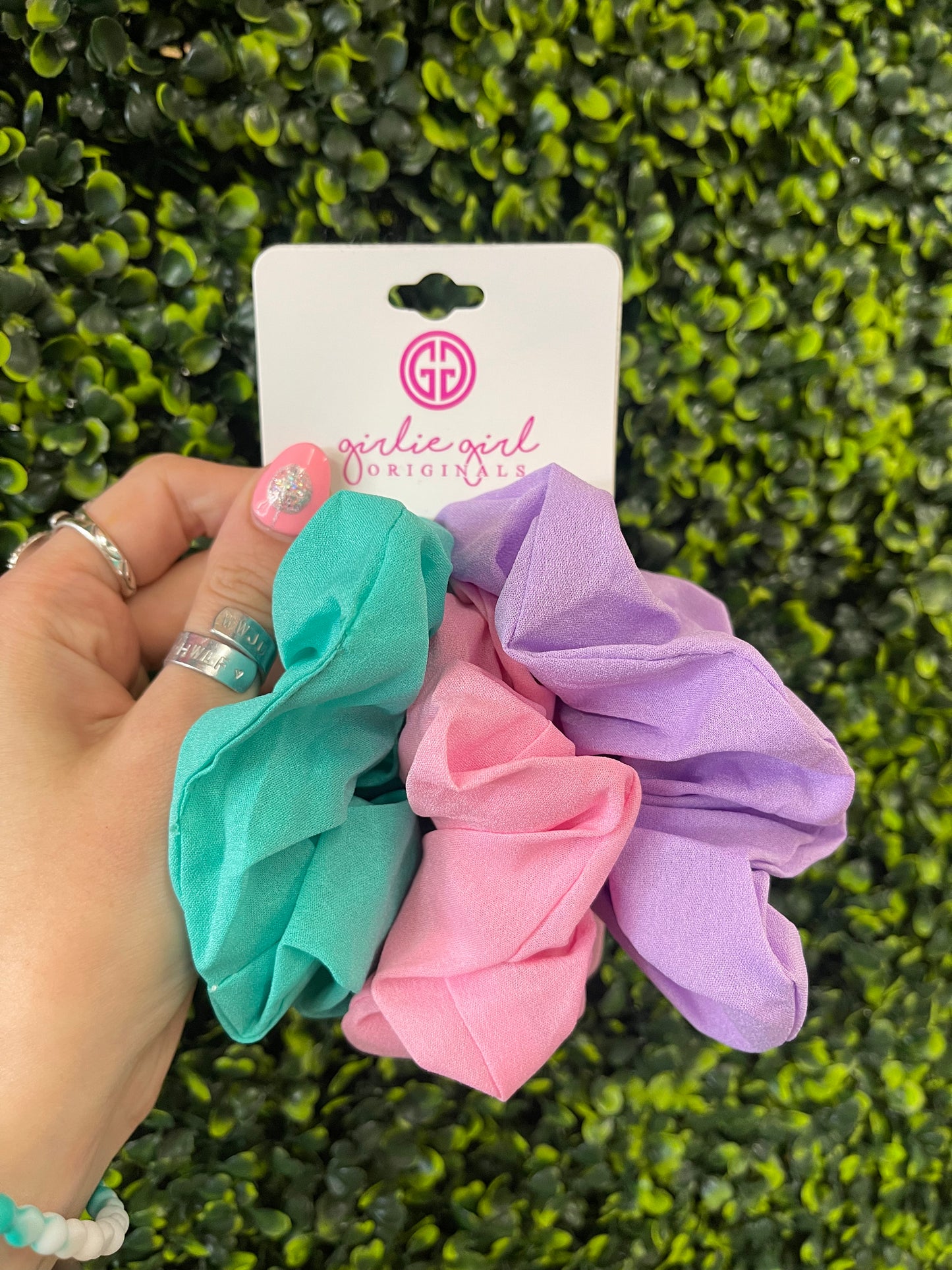 Pack of 3 Assorted Hair Scrunchies - Solid Pastels - SCR2