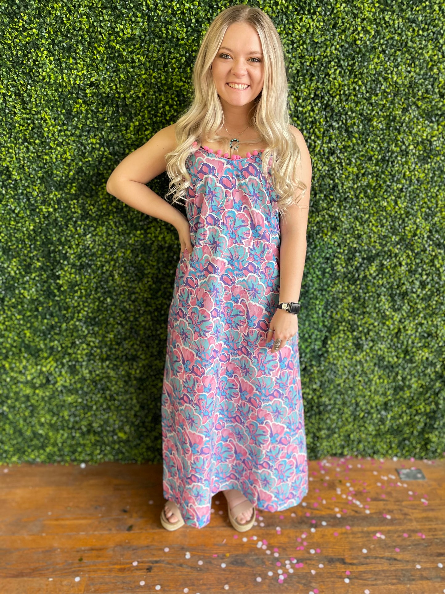 FINAL SALE - Simply Southern Tropical Leaf Maxi Dress