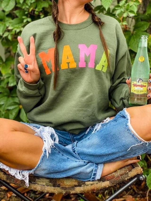 Mama Varsity Letters Sweatshirt - Russian Green