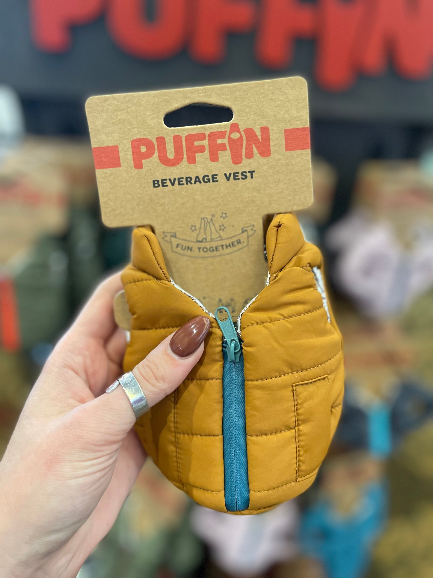 Puffin Can & Bottle Cooler Vest - CIDER & TEAL