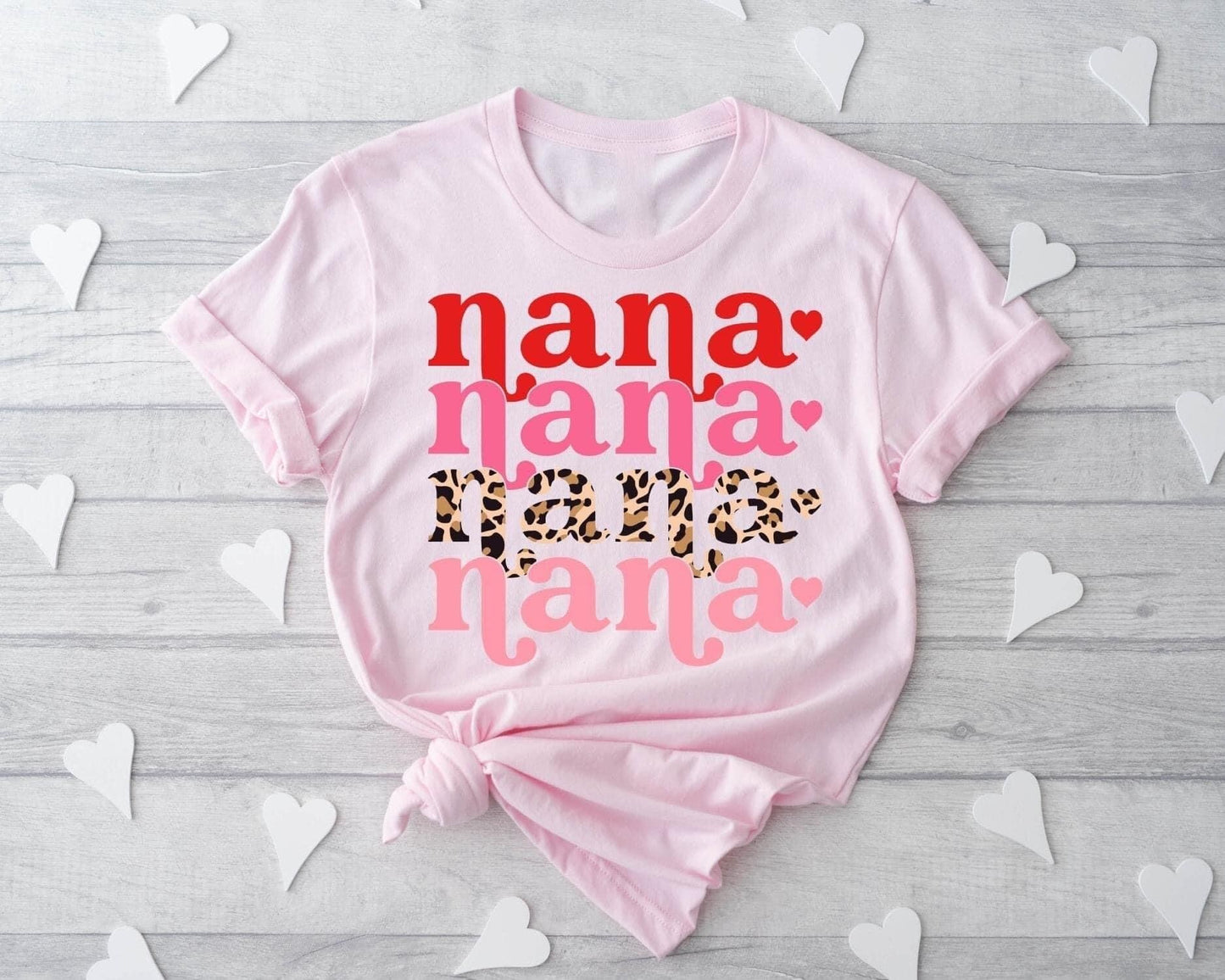 PREORDER - Nana Stacked Valentine's Hearts Soft Boutique Tee