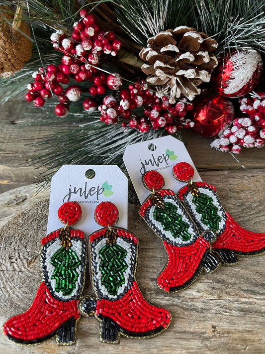 The Christmas Cowboy Boot Earrings