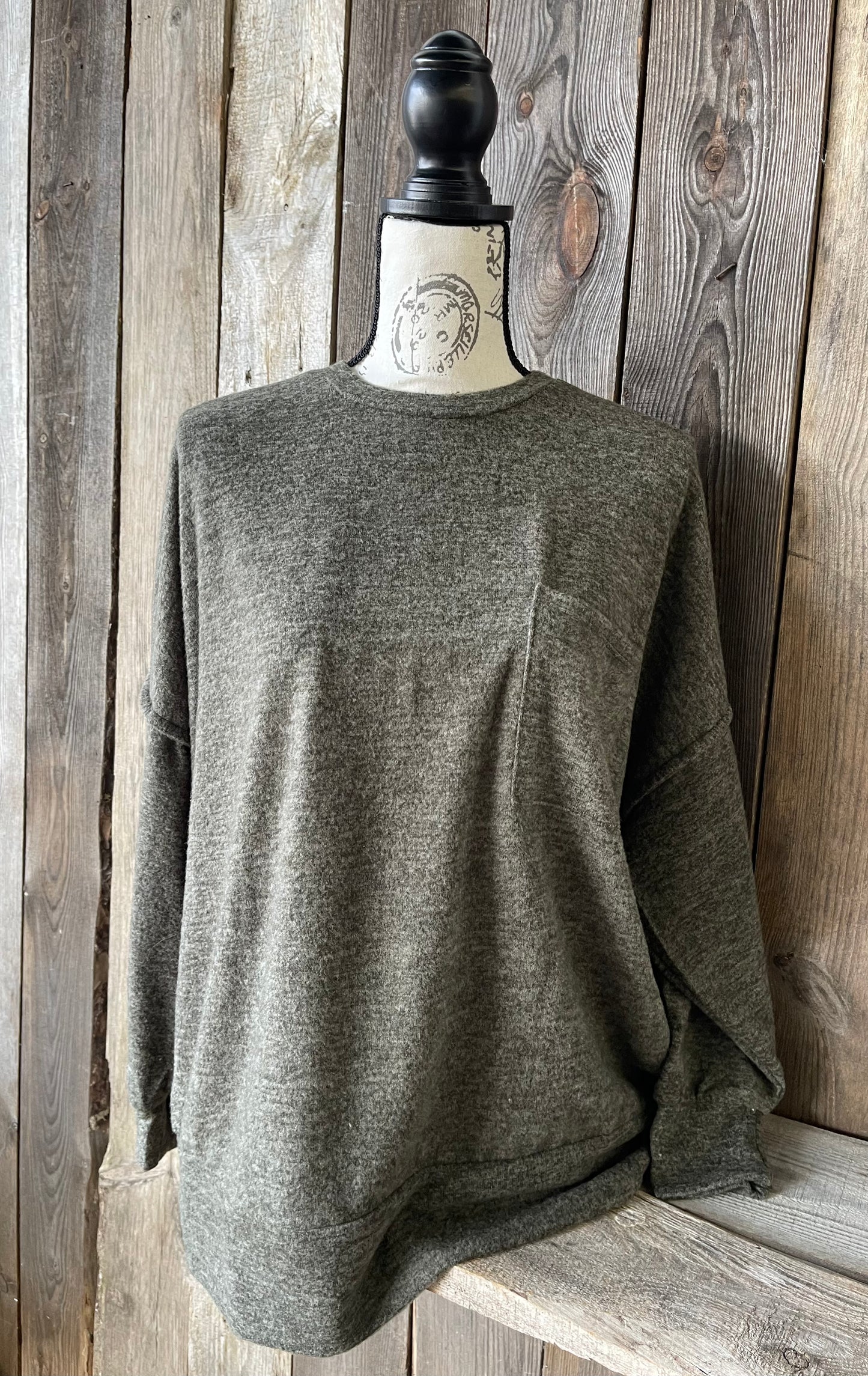 The Tangee Olive Melange Sweater