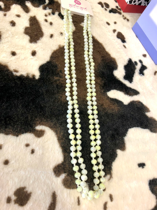 FINAL SALE - Gloria 60" Cream Glass Beaded Necklace