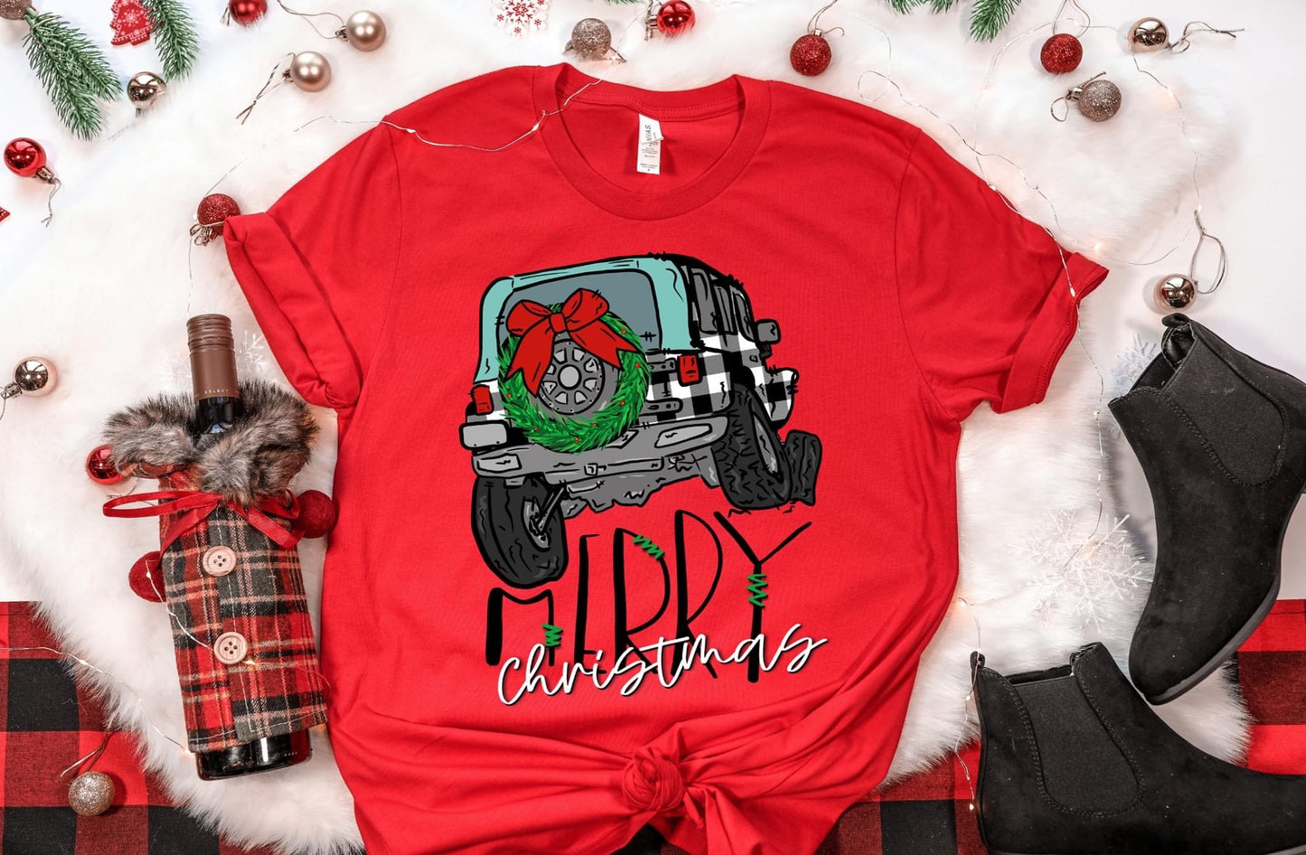 PREORDER - Merry Christmas Jeep SS Boutique Soft Tee