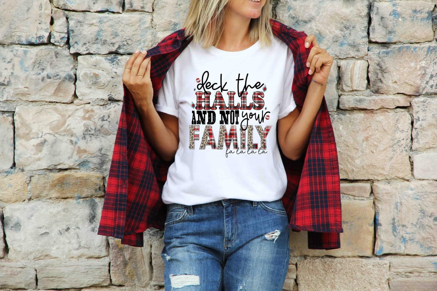 PREORDER - Deck The Halls and Not Your Family Soft Boutique Tee