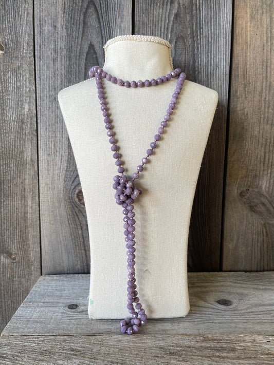 Anthia 60" Violet Hand Knotted Beaded Necklace