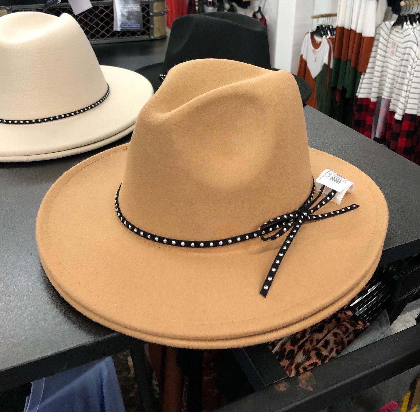 The Abigale Felt Panama Hat w/ Studded Band - Beige
