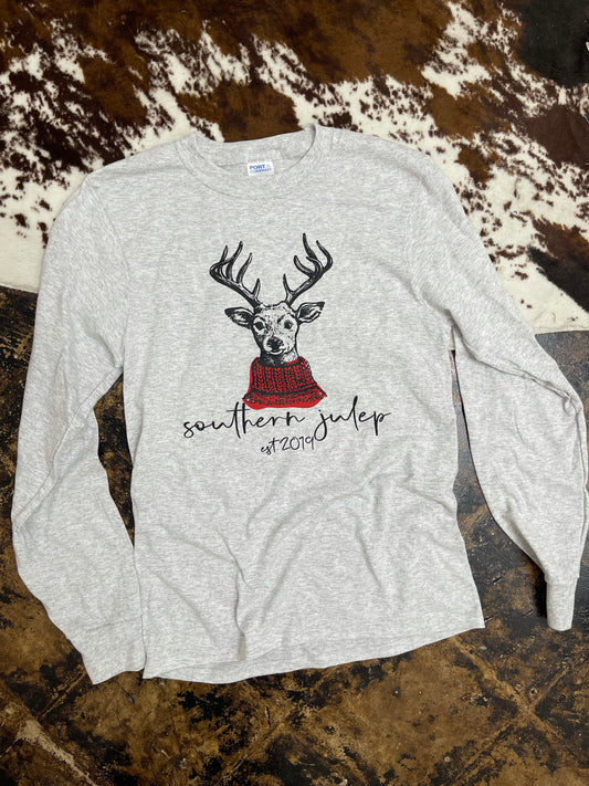 Southern Julep Reindeer Logo Long Sleeve Tee - Grey