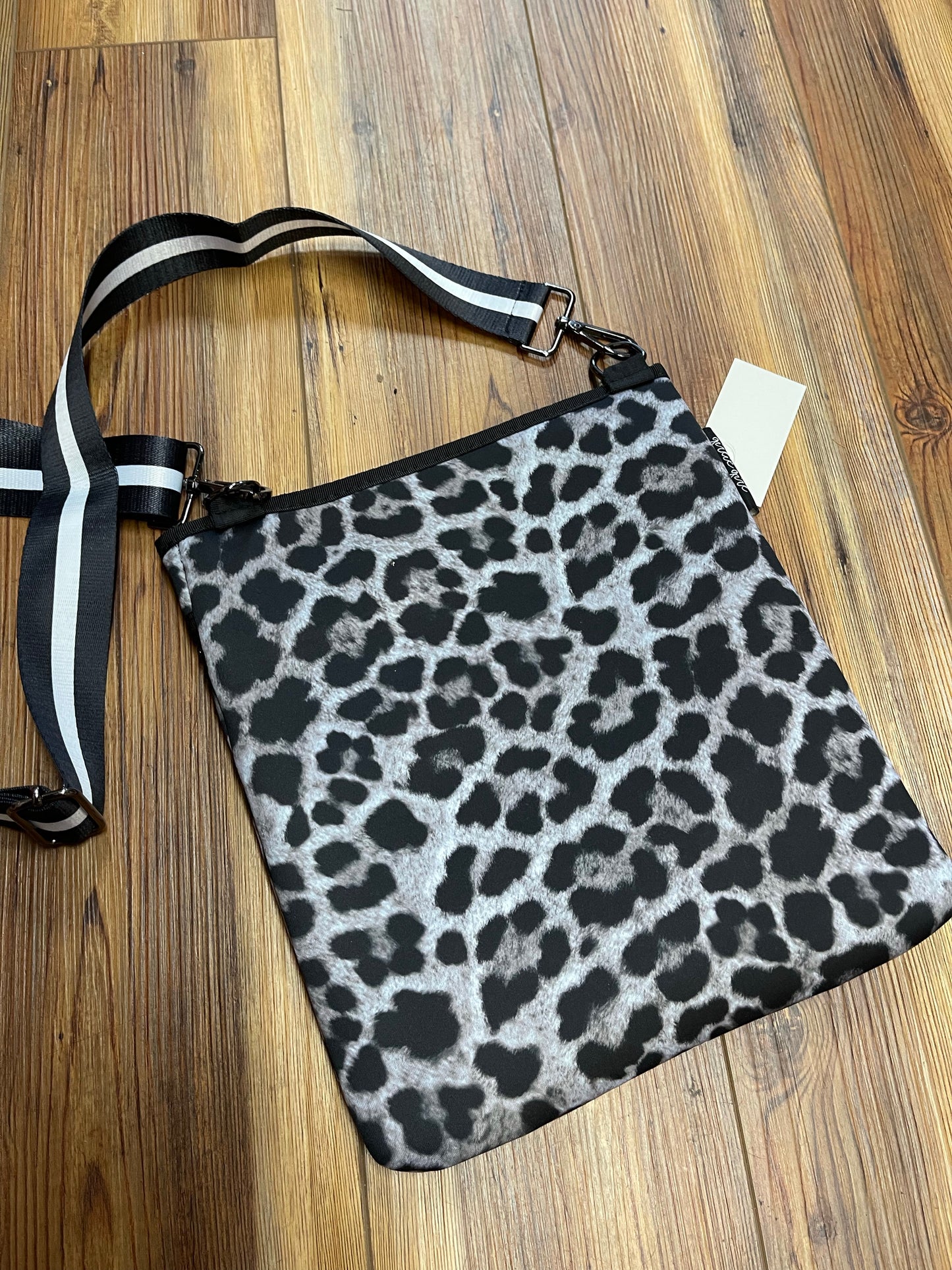 Neoprene Crossbody Bag - Black Leopard
