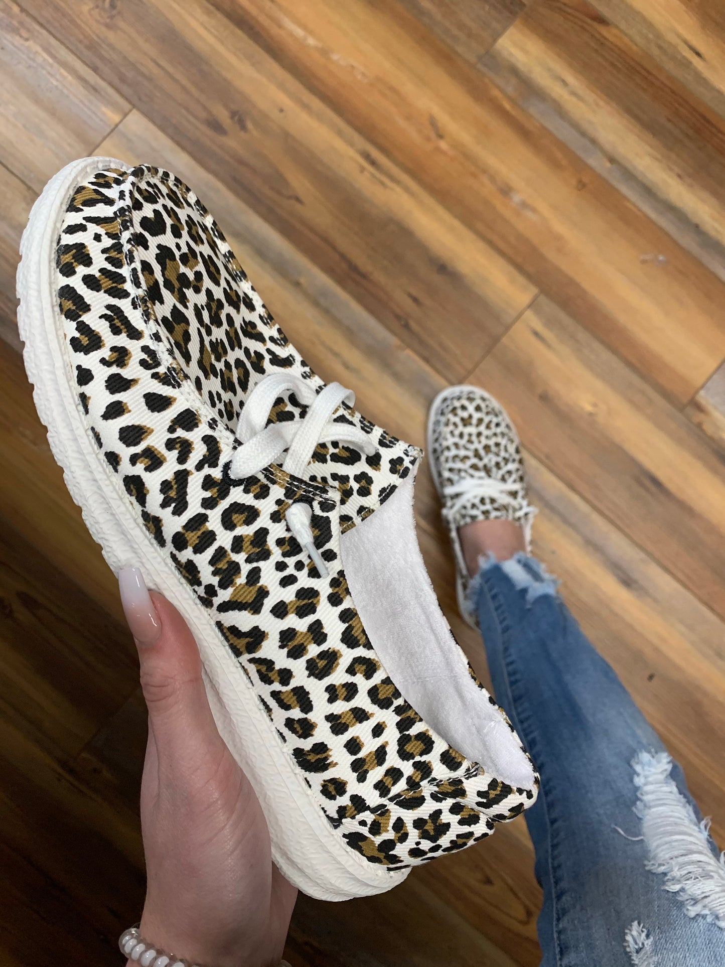 Cheetah White Tan Slip On Canvas Sneaker Shoe