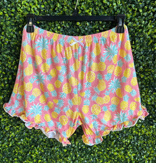 FINAL SALE - Simply Southern - Ruffled Lounge Shorts - Pineapples